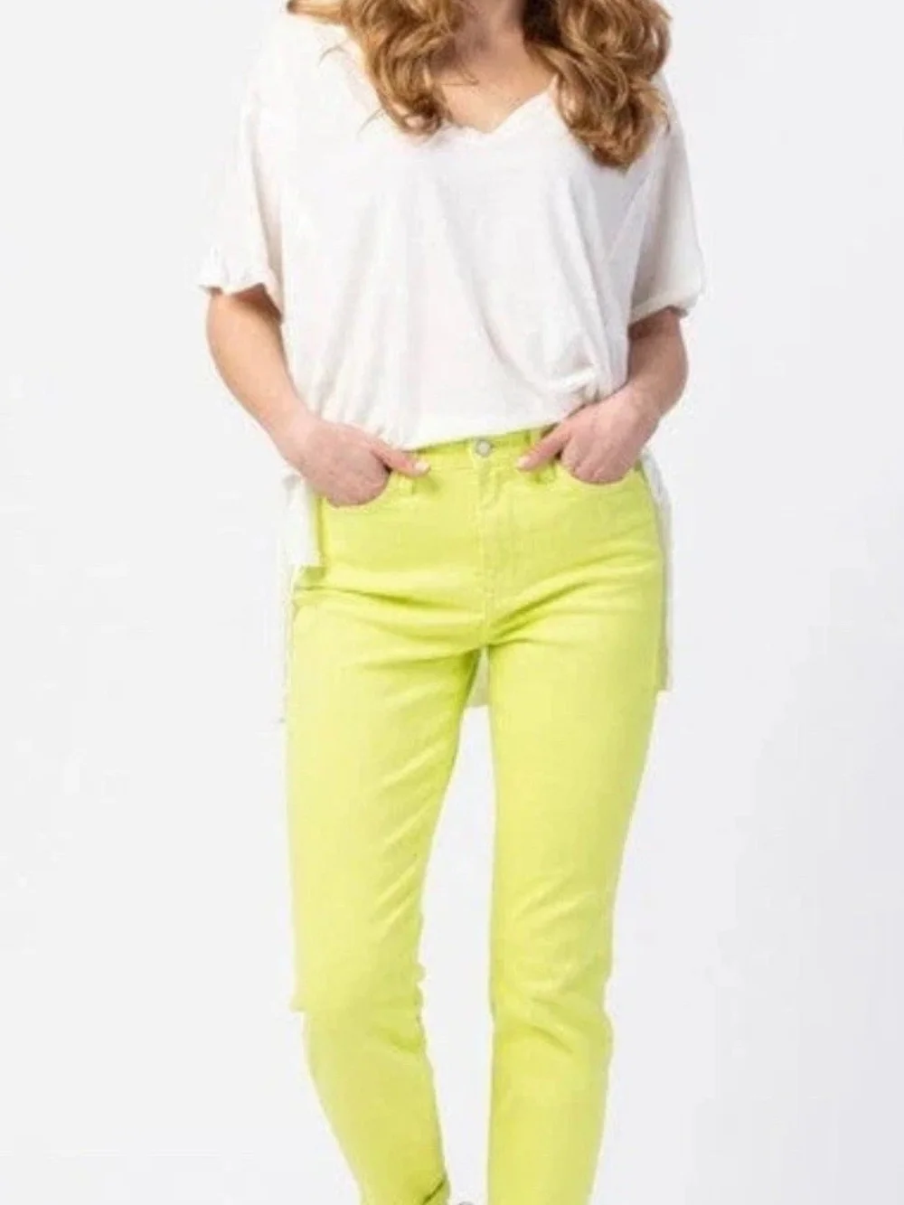New Judy Blue Neon Green Slim Fit High-Rise Women’s Jeans Size 11 30